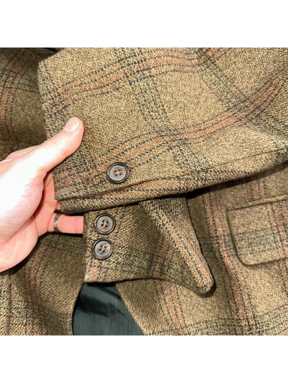 VTG Mens Suit 42 Jacket Sport Coat Rockabilly 80s 70s Wool Stripe Brown Short